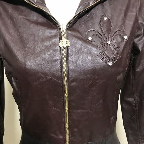 Brown Faux Leather Woman Jacket by Deréon - Picture 3 of 8